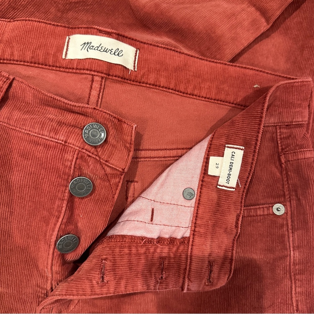 Madewell Brick Red Corduroy Cropped Trousers
